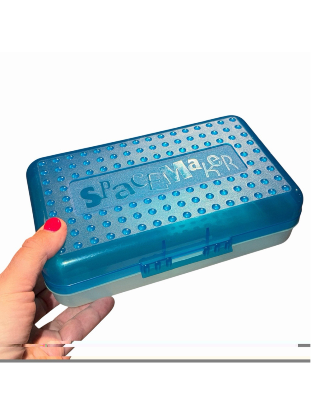 Spacemaker Vintage 90s Pencil Box Case Teal and Clear Made in the USA Nostalgic